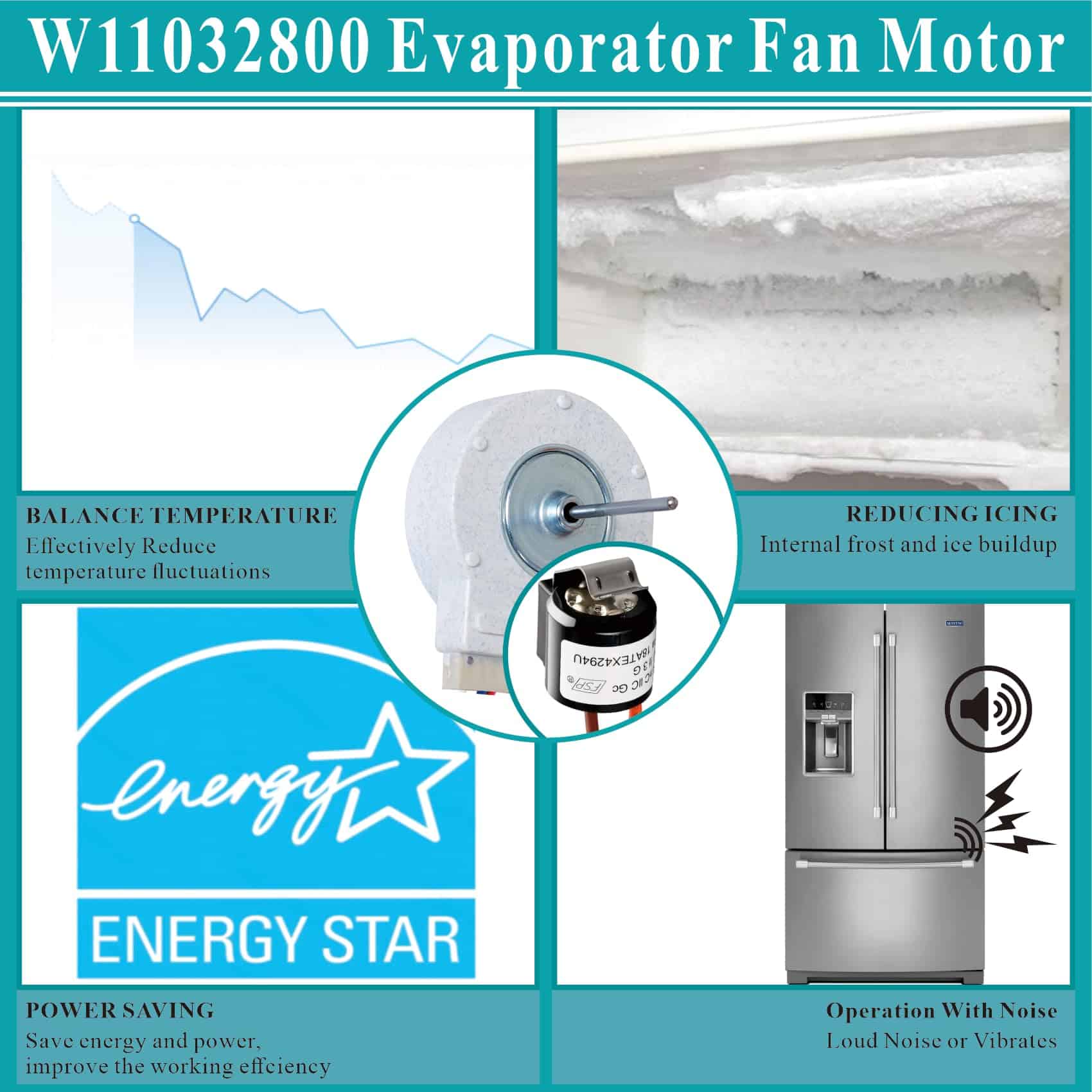 Motor del ventilador del evaporador W11032800 actualizado - Imagen 7
