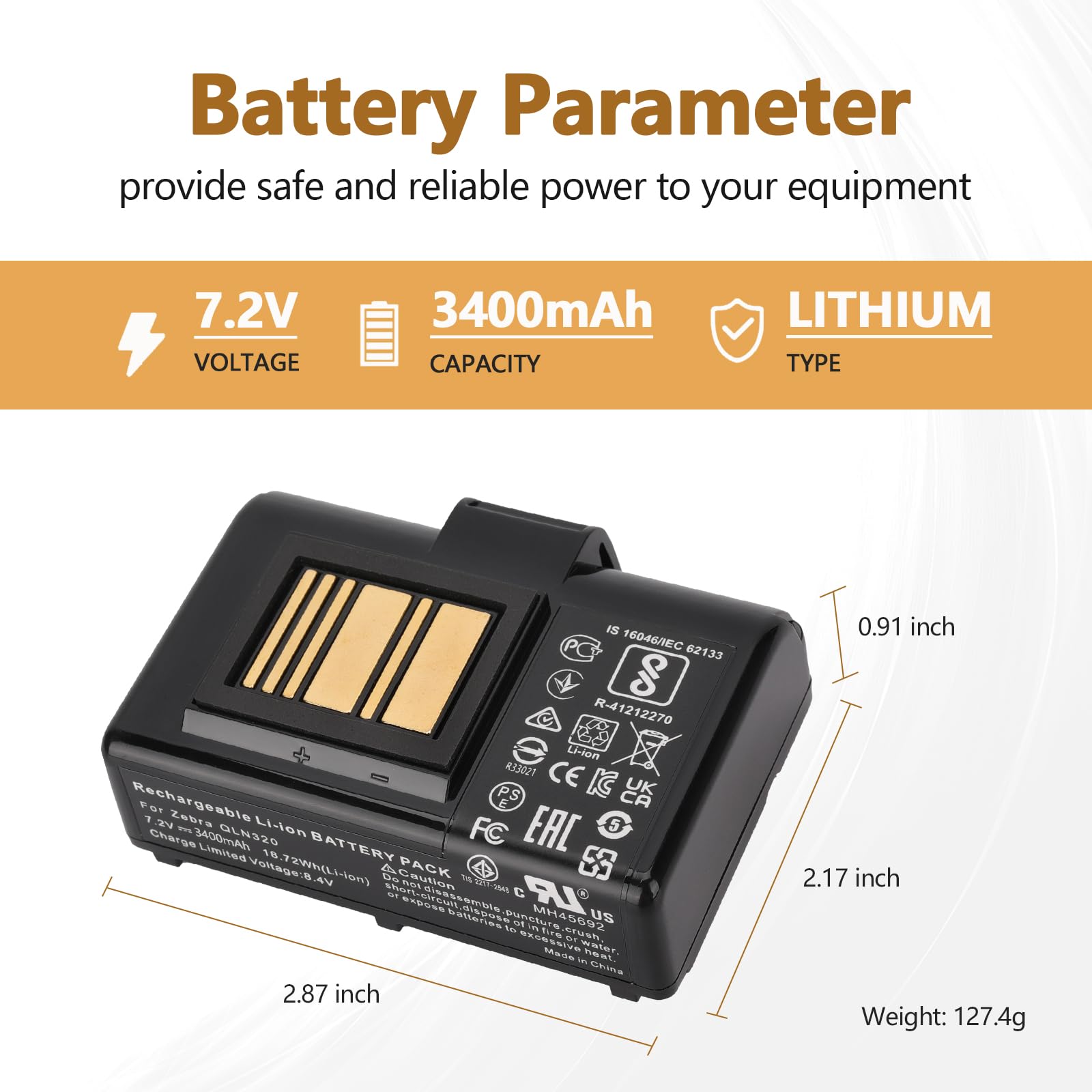 Batería de Repuesto oliadeo 3400mAh ZQ520 ZQ620: para - Imagen 6