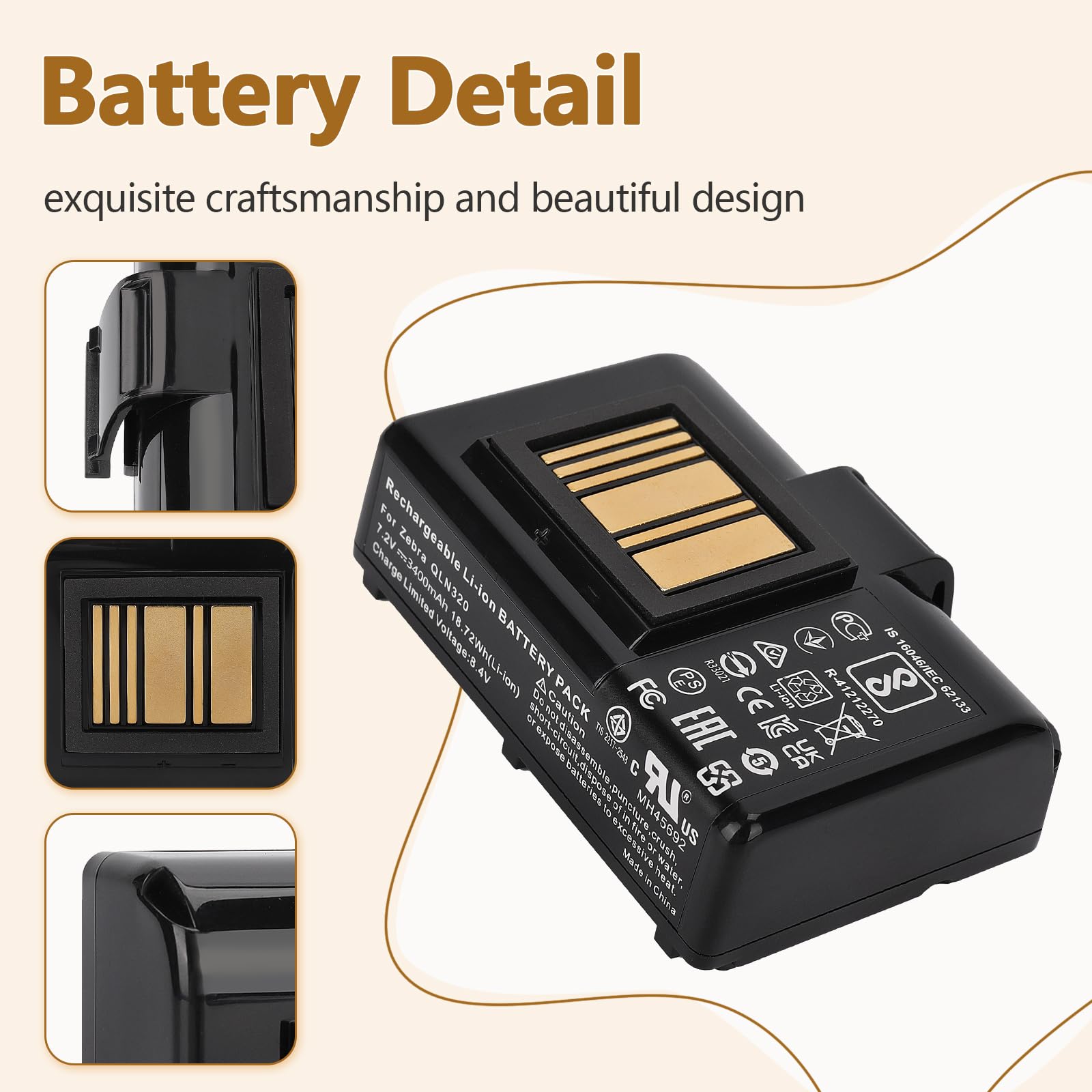 Batería de Repuesto oliadeo 3400mAh ZQ520 ZQ620: para - Imagen 5