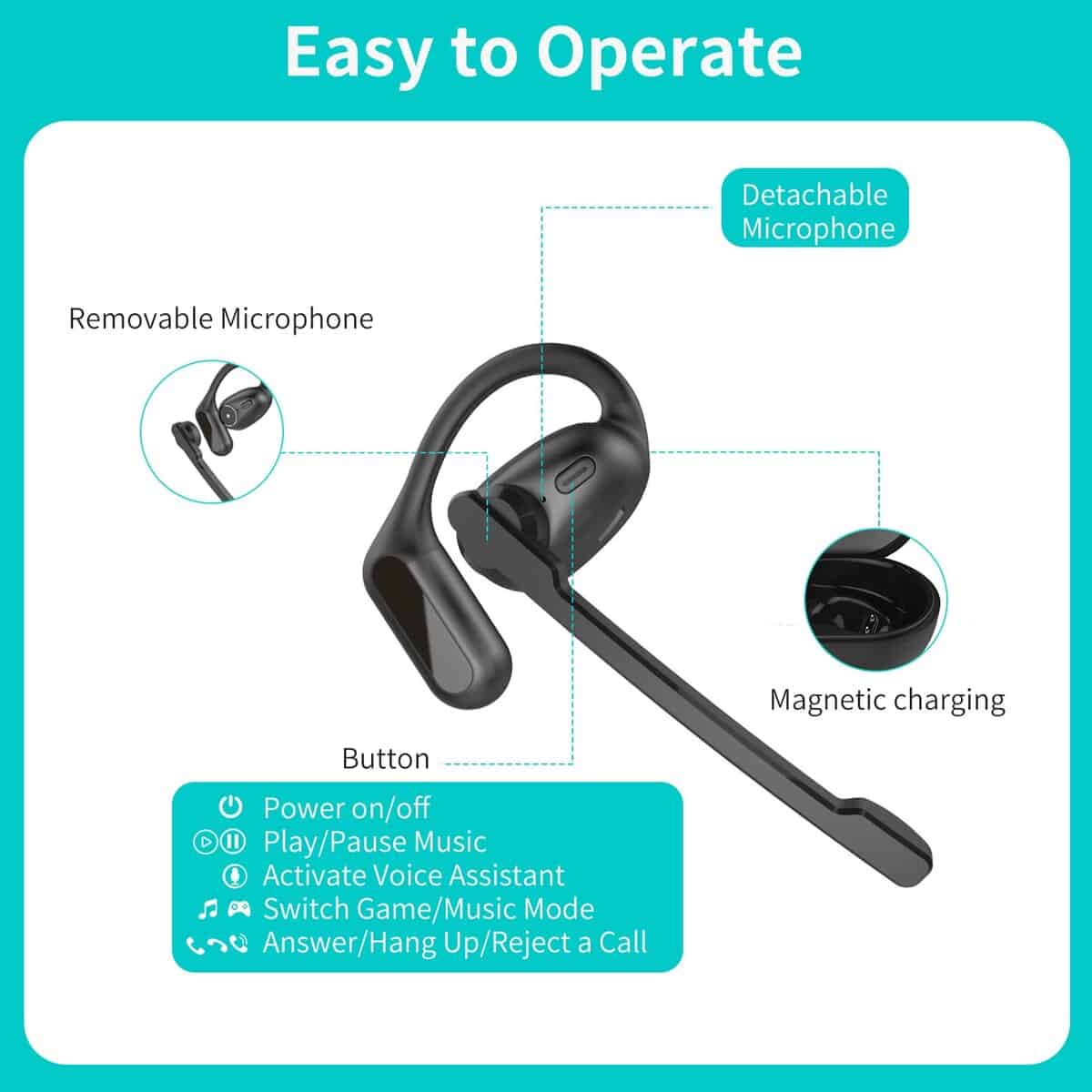 Audífono Bluetooth de Negocios Msgannc con Micrófono: - Imagen 7