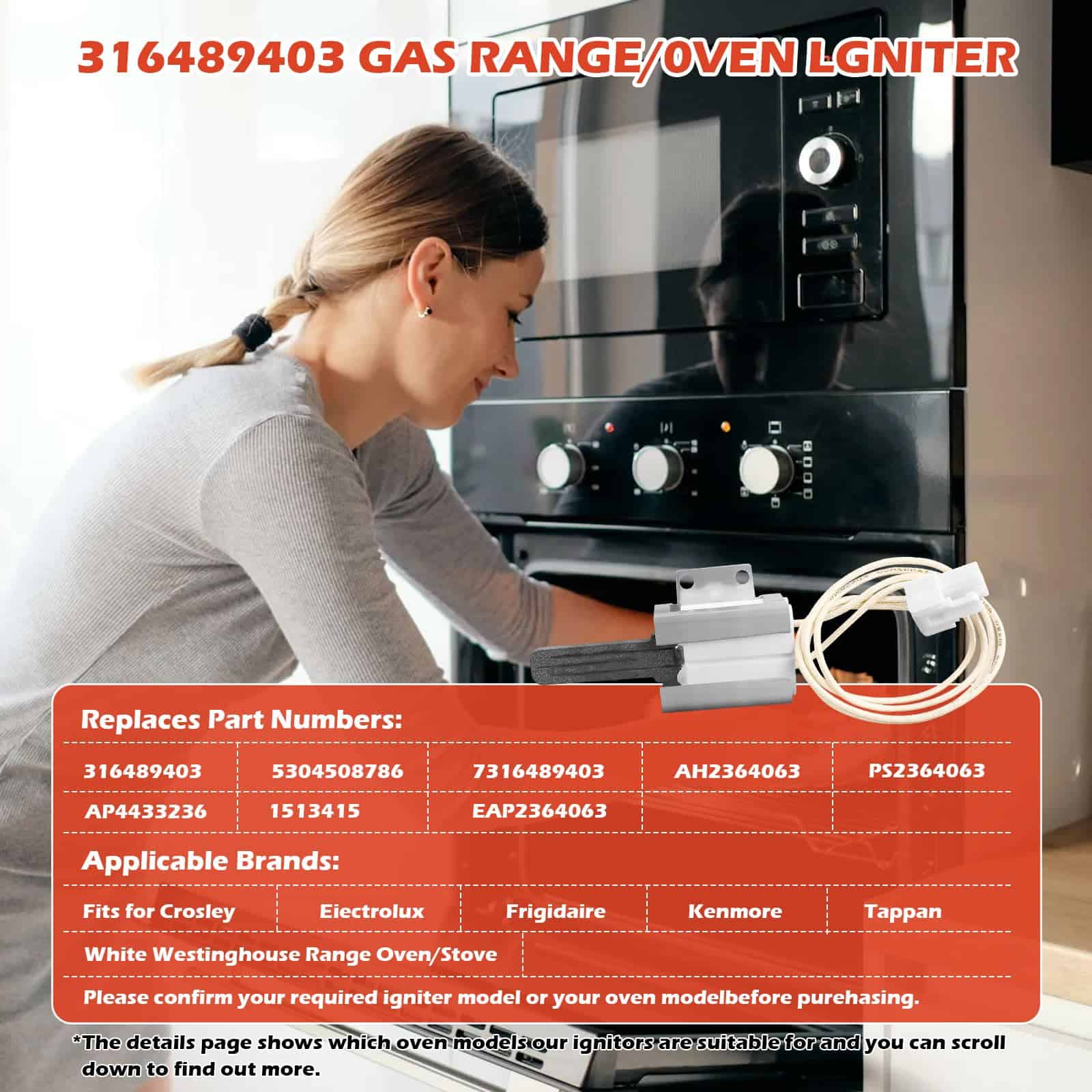 316489403 5304508786 Ignitor de Horno a Gas para Kenmore - Imagen 5