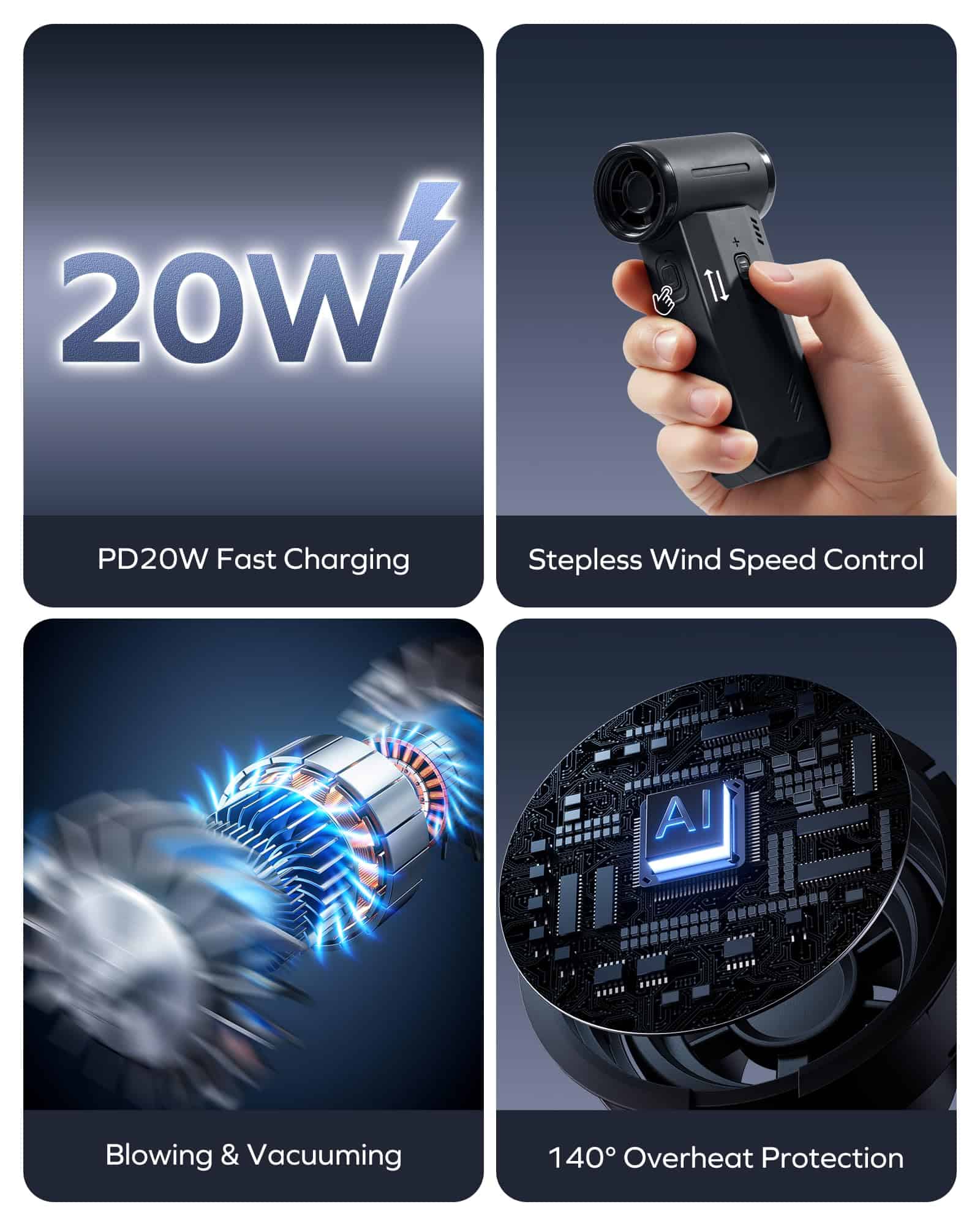 Soplador y Aspiradora Eléctrica 2 en 1, Soplador sin - Imagen 8