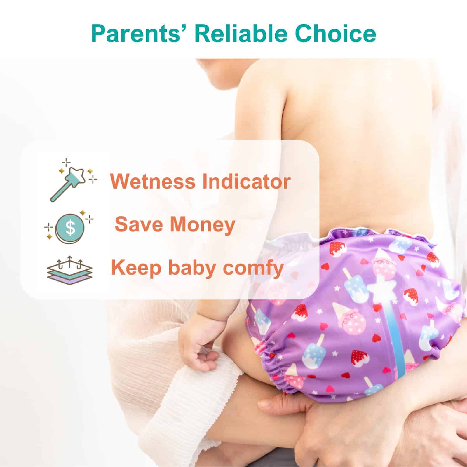 Pañales de tela reutilizables con indicador -Lindo - Imagen 6