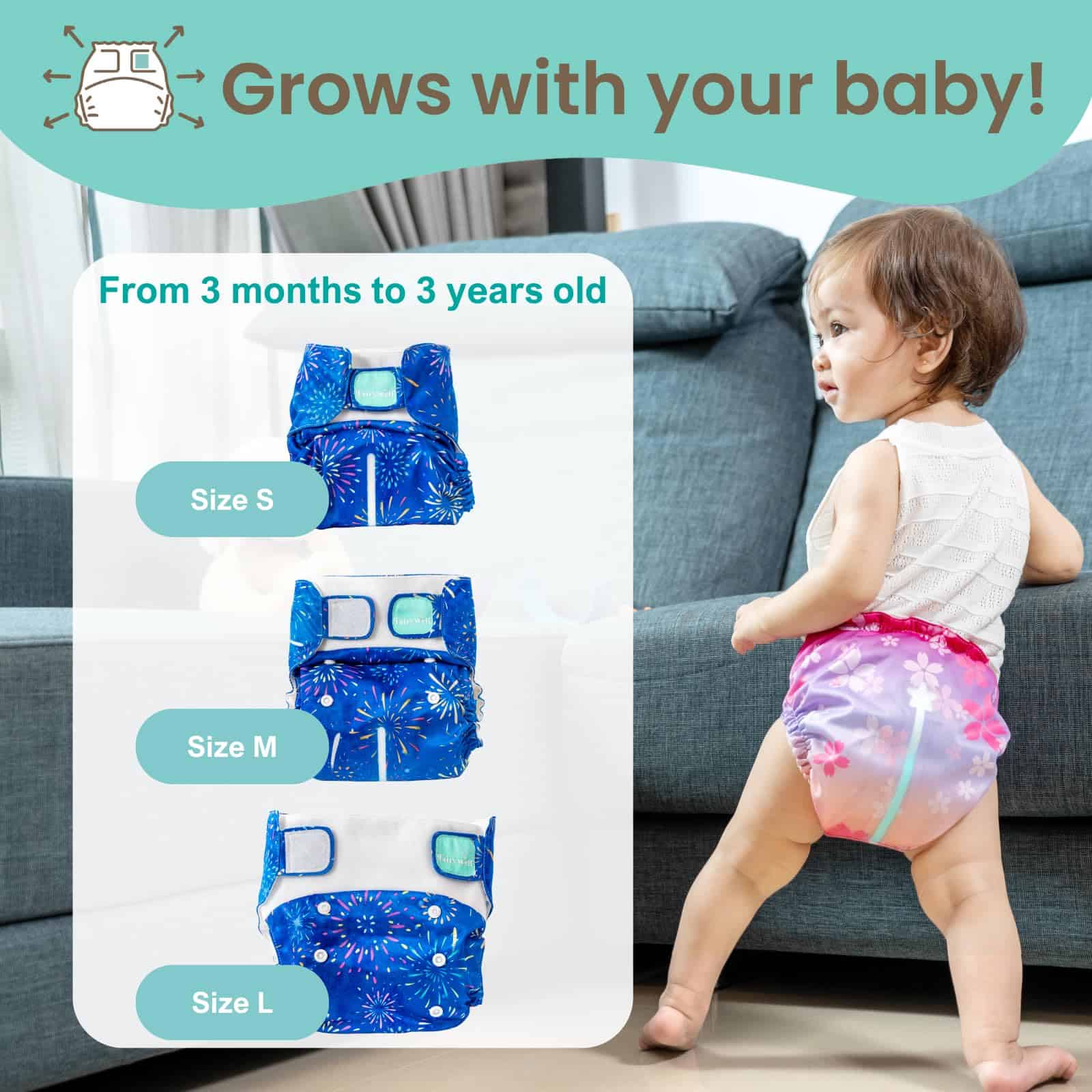 Pañales de tela reutilizables con indicador -Lindo - Imagen 7