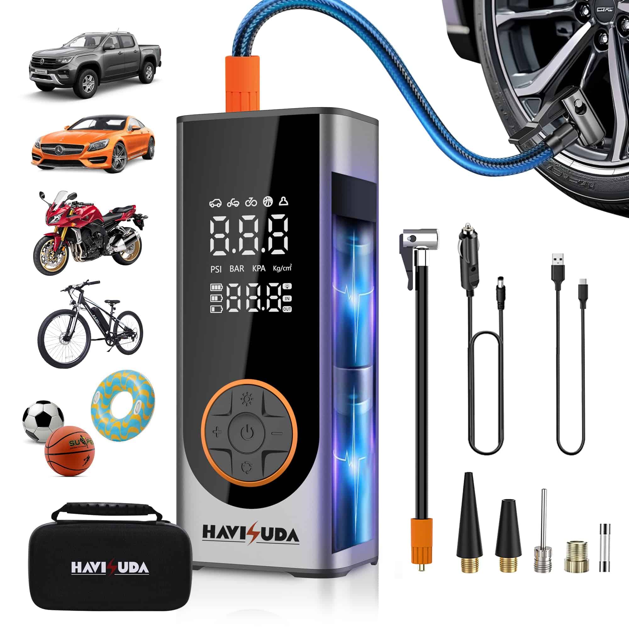 Inflador de Neumáticos Compresor de Aire Portátil - 150 PSI