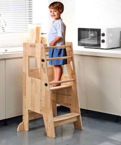 Taburete de cocina para niños de madera para estar de pie,