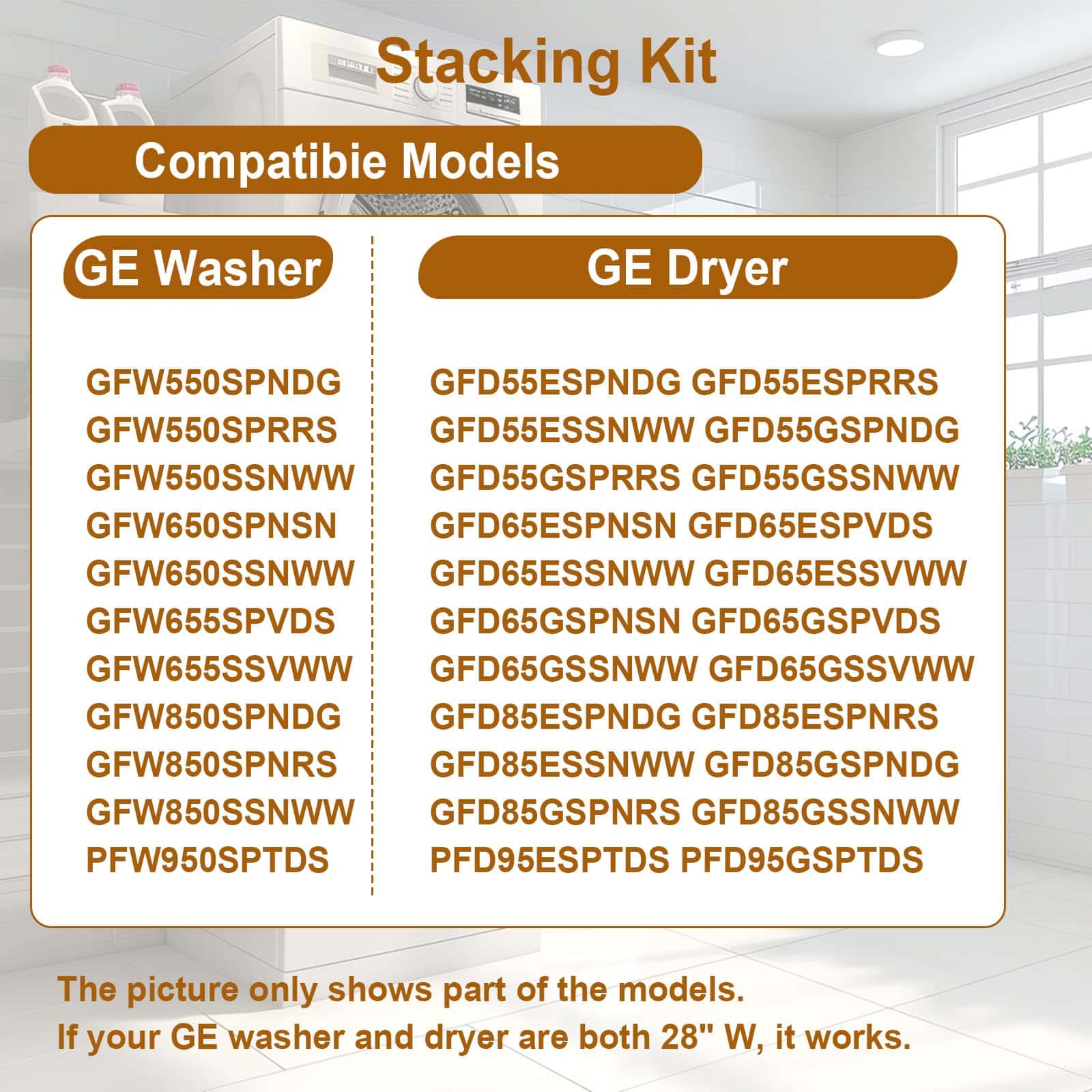 Kit de Apilamiento Compatible con Lavadora Secadora GE, Kit - Imagen 4