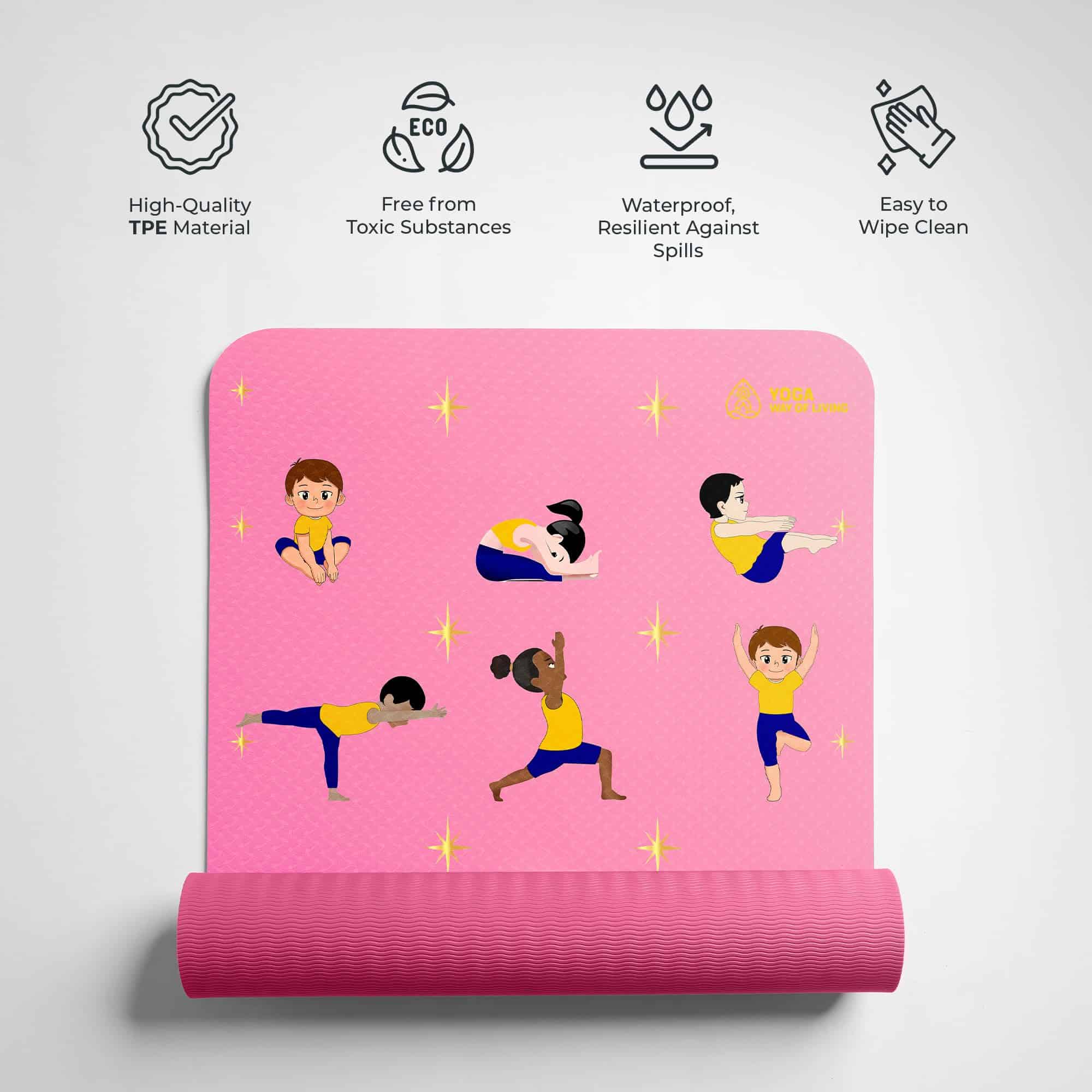 Tapete de Yoga Ecológico Premium para Niños -Rosa - Imagen 6