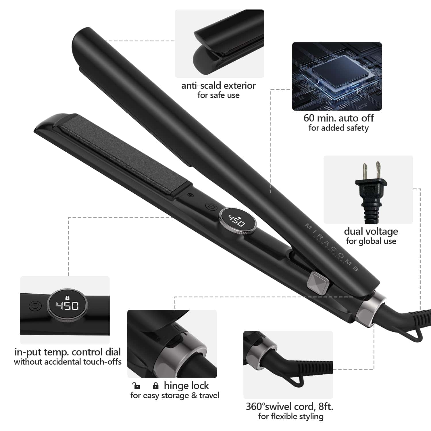 Plancha de Pelo MIRACOMB 1 Pulgada Pro - Tecnología de - Imagen 8