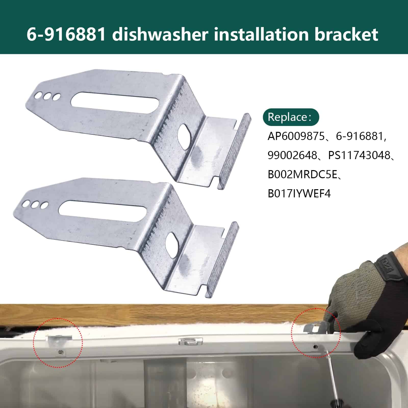 2 PCS Soporte de Montaje para Lavavajillas 6-916881 de - Imagen 4