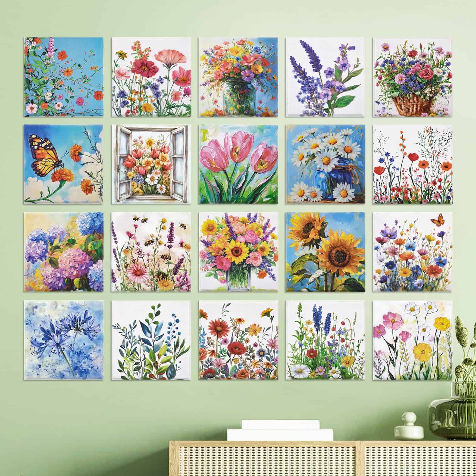 AtawLege 20 Pack Paneles Acústicos de Arte, -Flores Modernas
