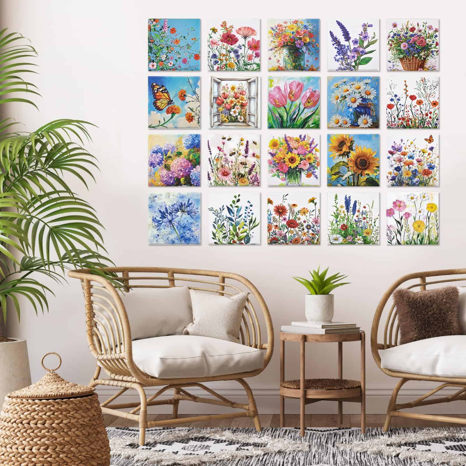 AtawLege 20 Pack Paneles Acústicos de Arte, -Flores Modernas - Imagen 8