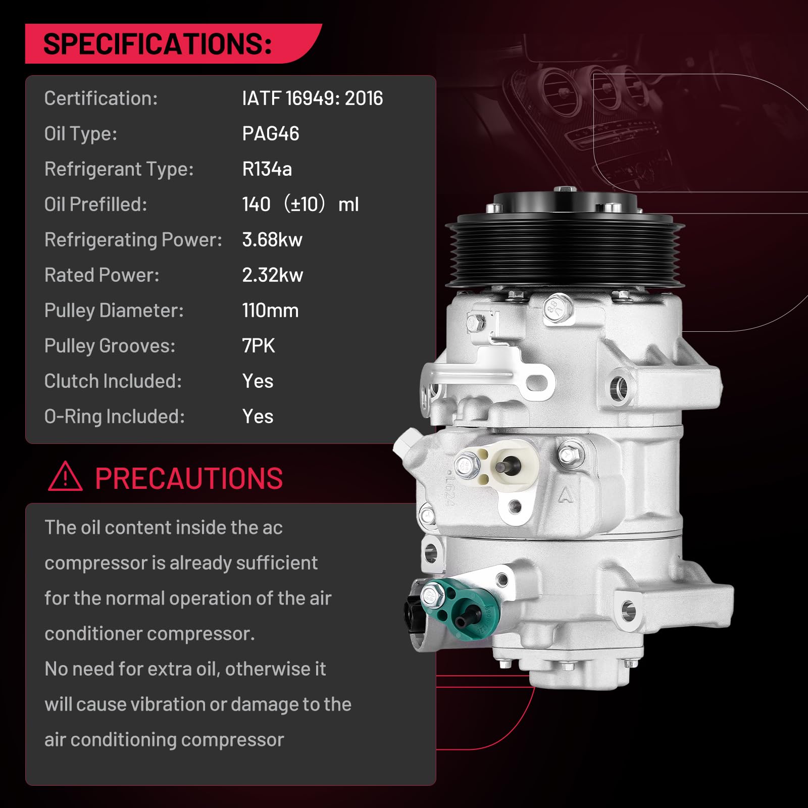 Compresor de Aire Acondicionado A/C con -2009-2010 - Imagen 7
