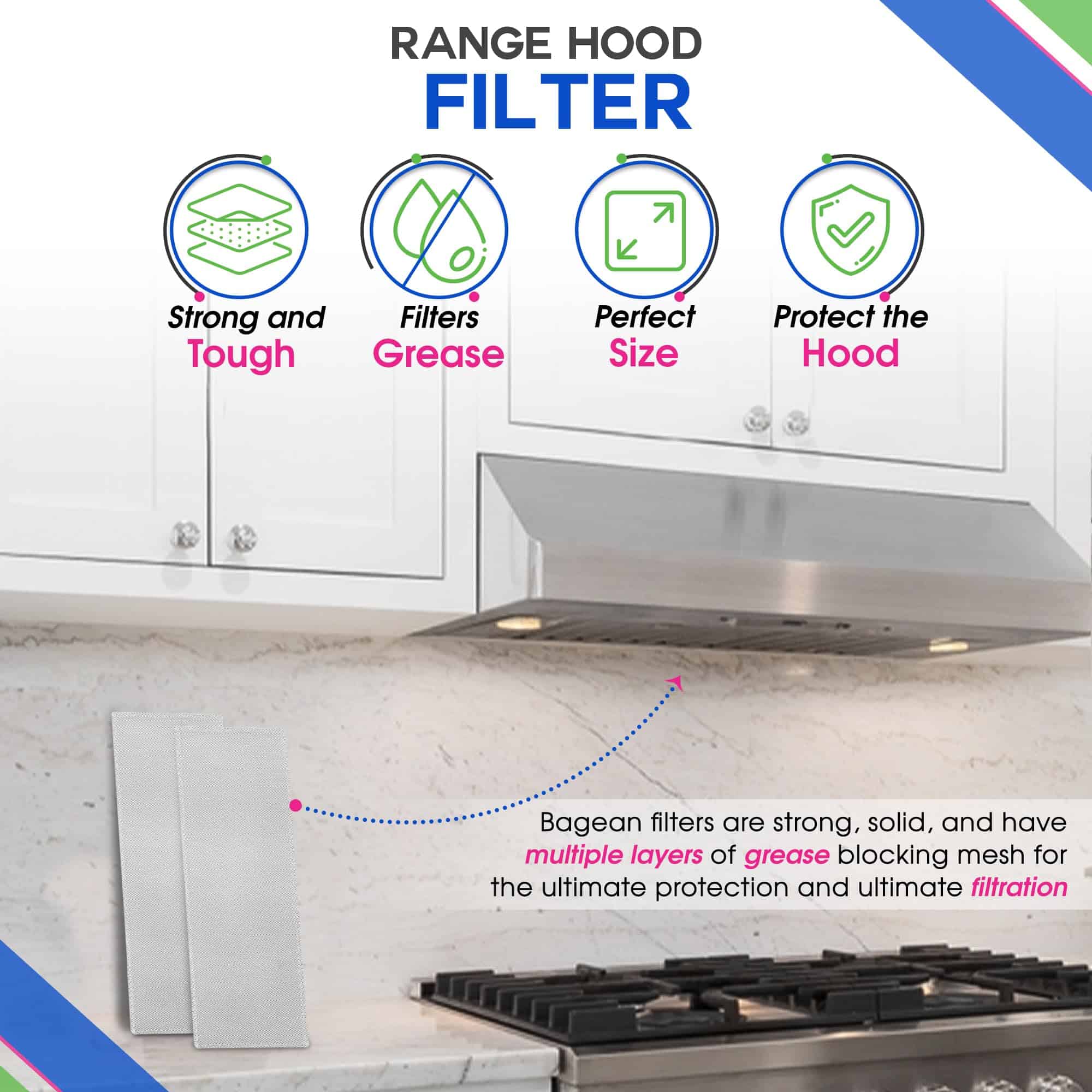 Filtro de ventilación de campana de cocina Bagean 5.87" x - Imagen 3
