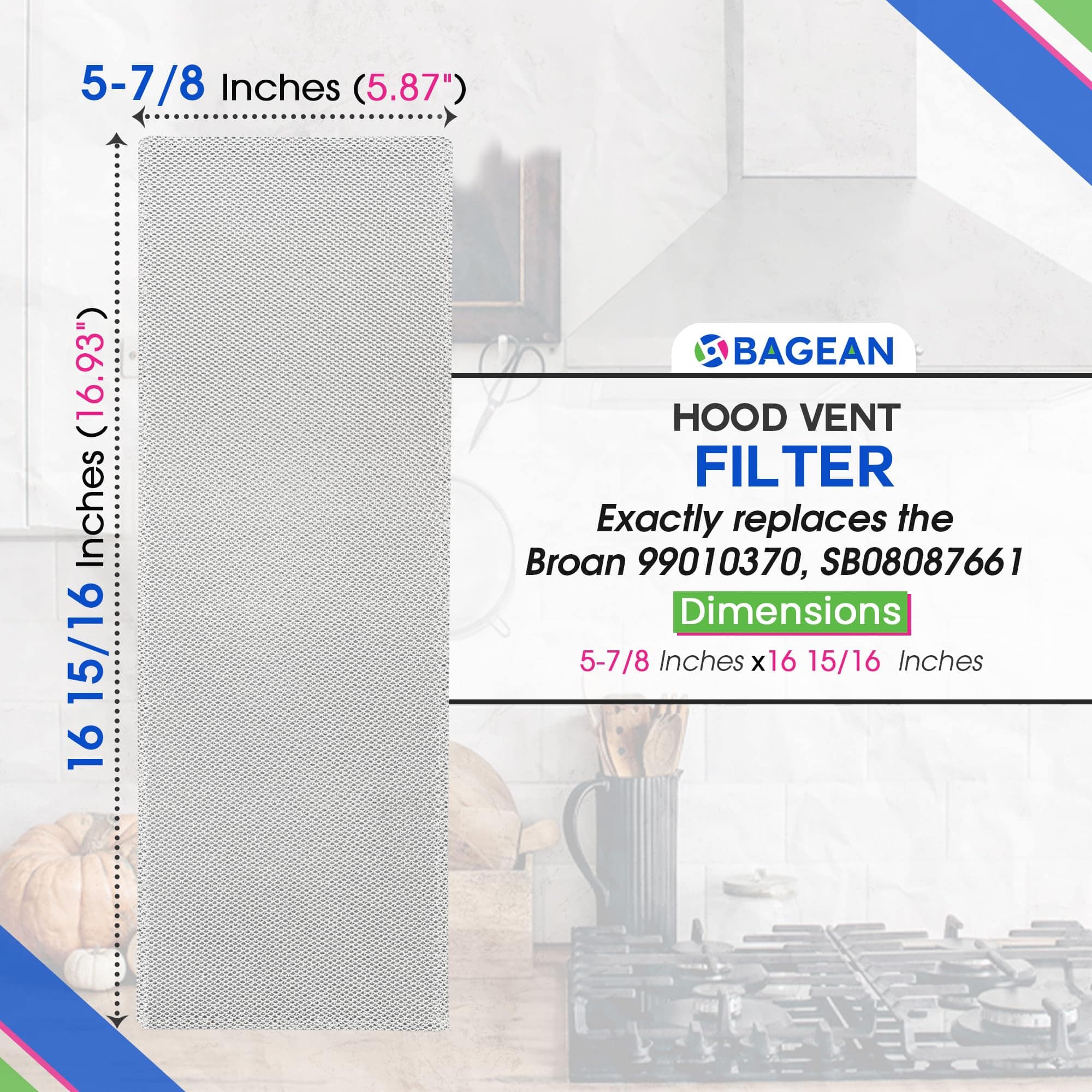 Filtro de ventilación de campana de cocina Bagean 5.87" x - Imagen 4
