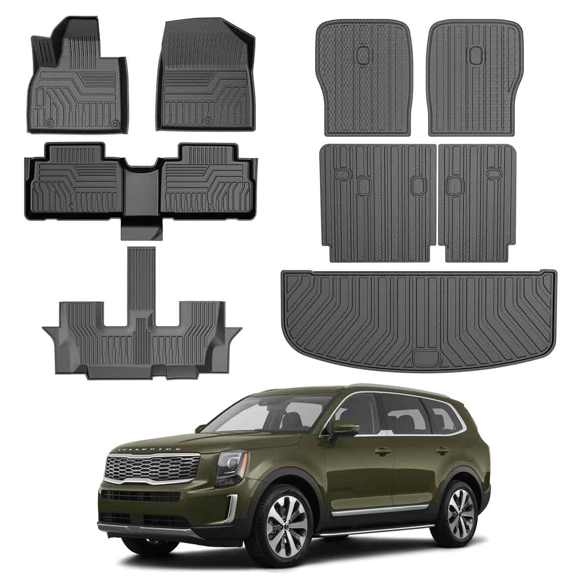 Juego de tapetes para piso y protector de -ero negro