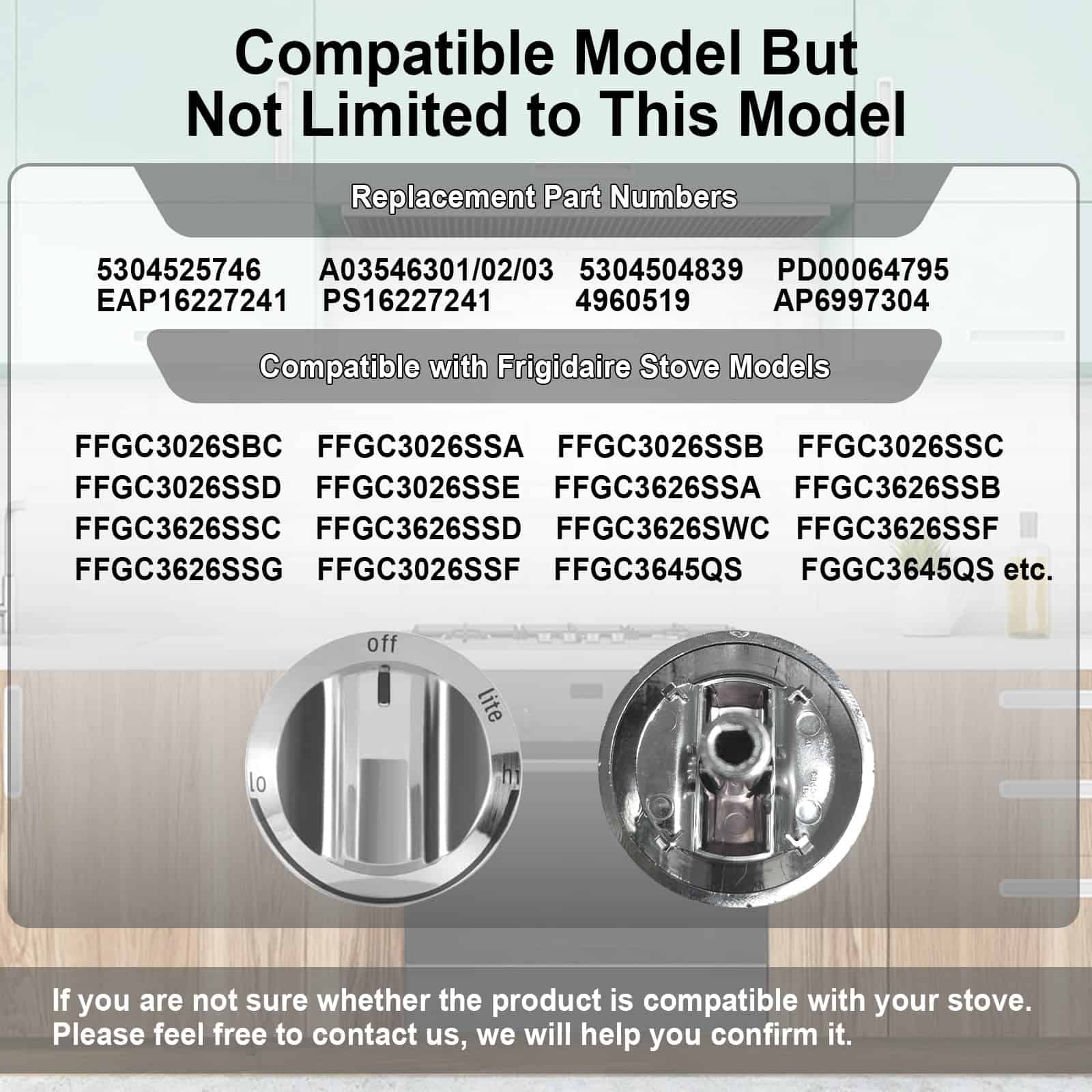 Paquete de 5 perillas mejoradas 5304525746 para cocina de - Imagen 3