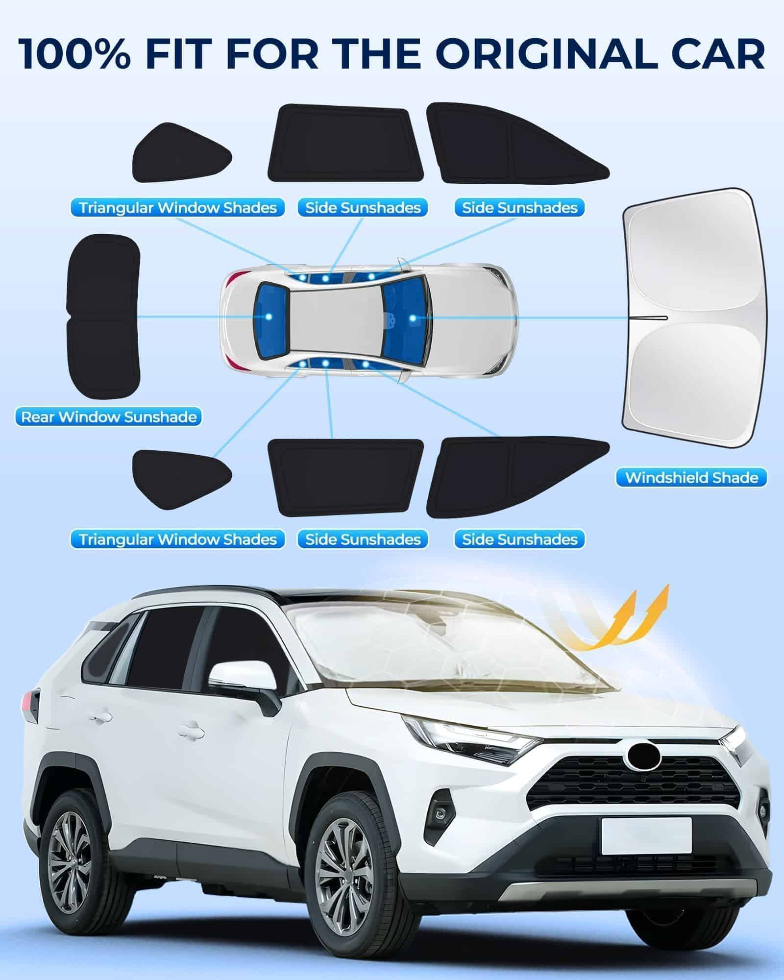 Set de 8 Parasoles para Ventanas de Coche para Toyota RAV4 - Imagen 6