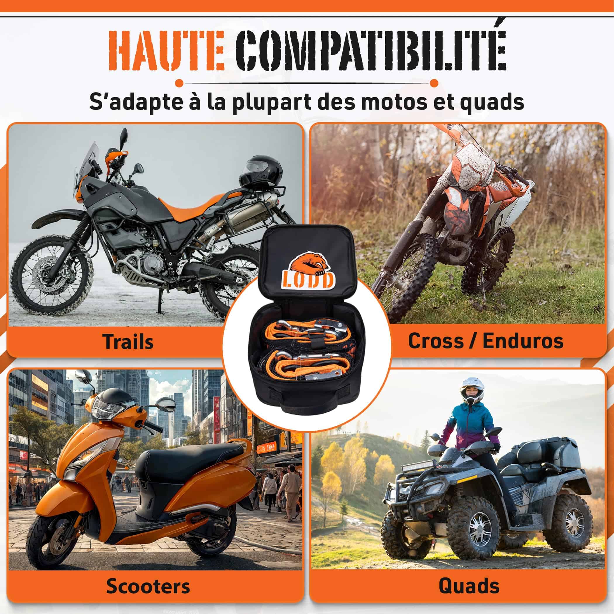 LODD - Correas para Motocicleta con -Negro y Naranja - Imagen 8