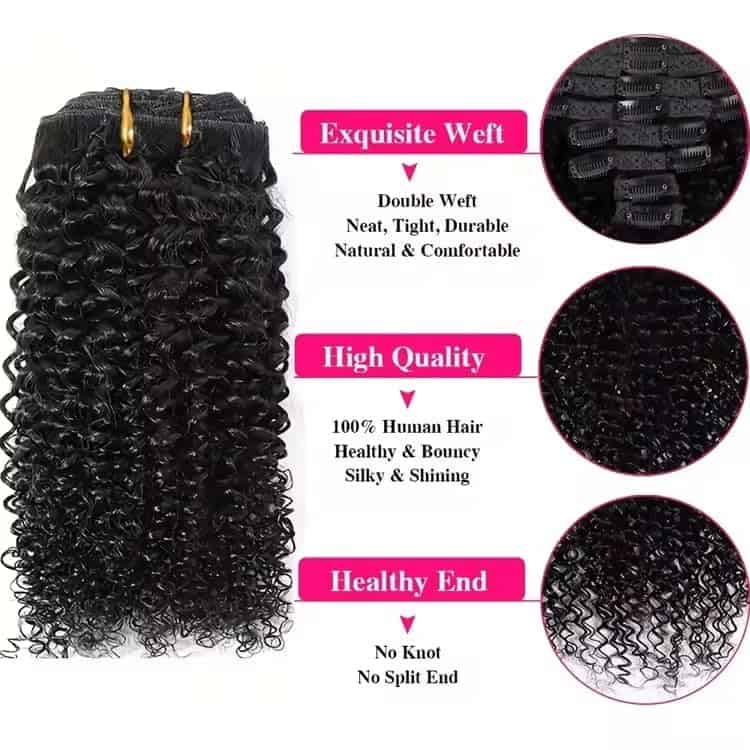 Extensiones de Cabello Clip Ins Rizadas Kinky Curly Goessom - Imagen 6