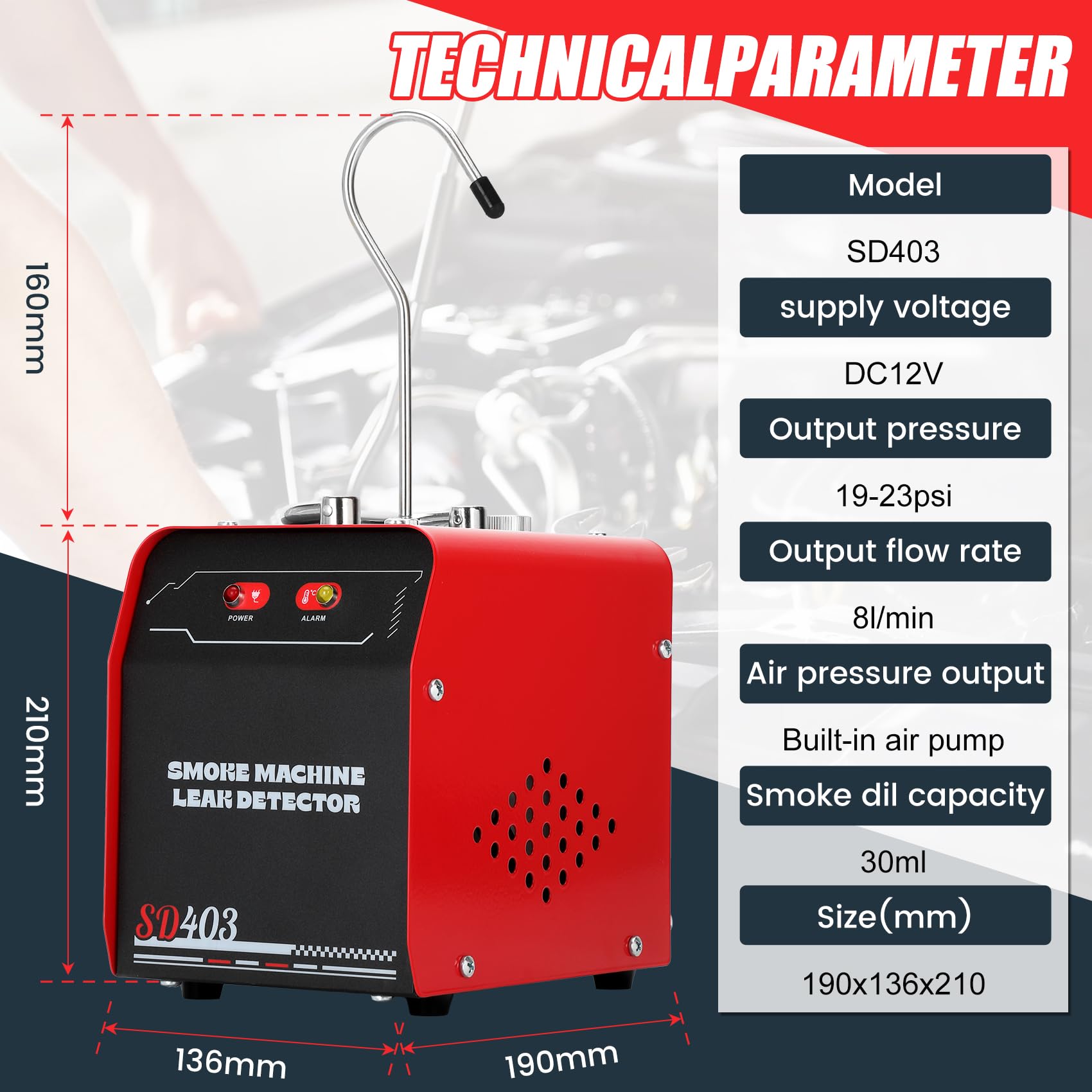 Máquina de Humo Mejorada Detector de Fugas Automotriz, - Imagen 4
