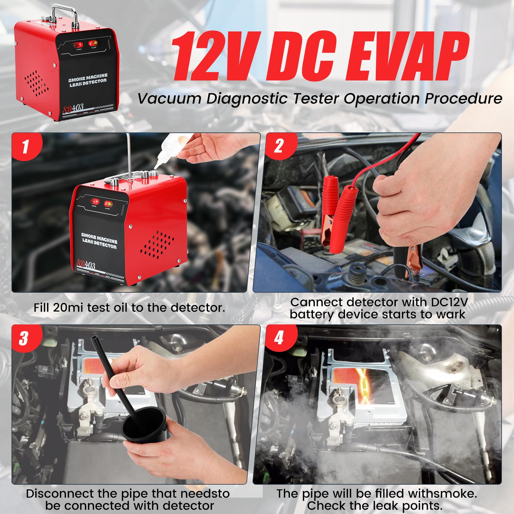 Máquina de Humo Mejorada Detector de Fugas Automotriz, - Imagen 7