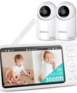 Monitor de Bebé de Video Jartoo 2K con 2 Cámaras y Audio,