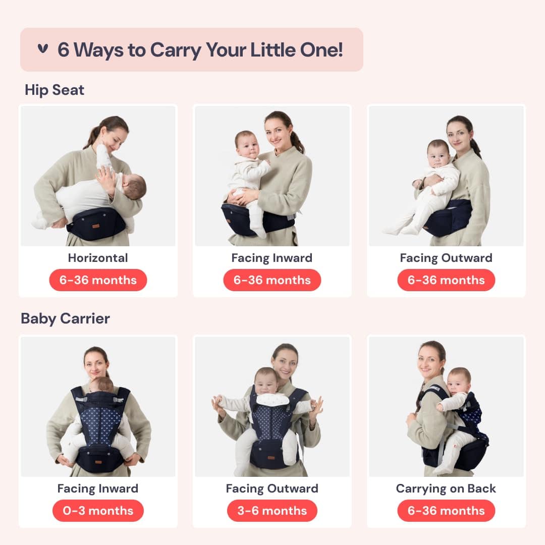 Portabebés BabbleRoo 6 en 1 con -Azul con corazones - Imagen 6