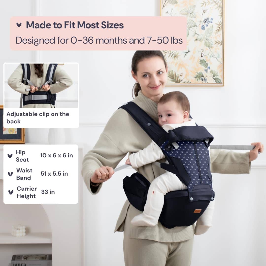 Portabebés BabbleRoo 6 en 1 con -Azul con corazones - Imagen 7