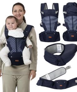 Portabebés BabbleRoo 6 en 1 con -Azul con corazones