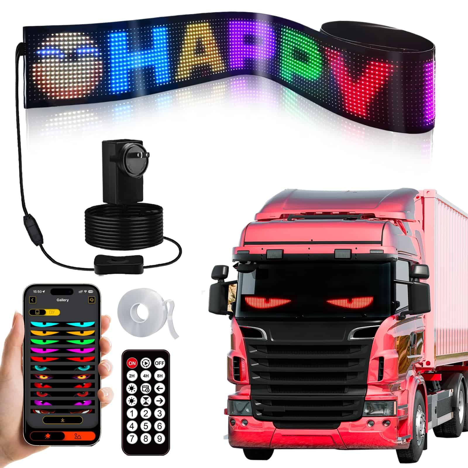 Lámpara de Ojo Grande RGB Súper 69.3"x7.5" con Pantalla