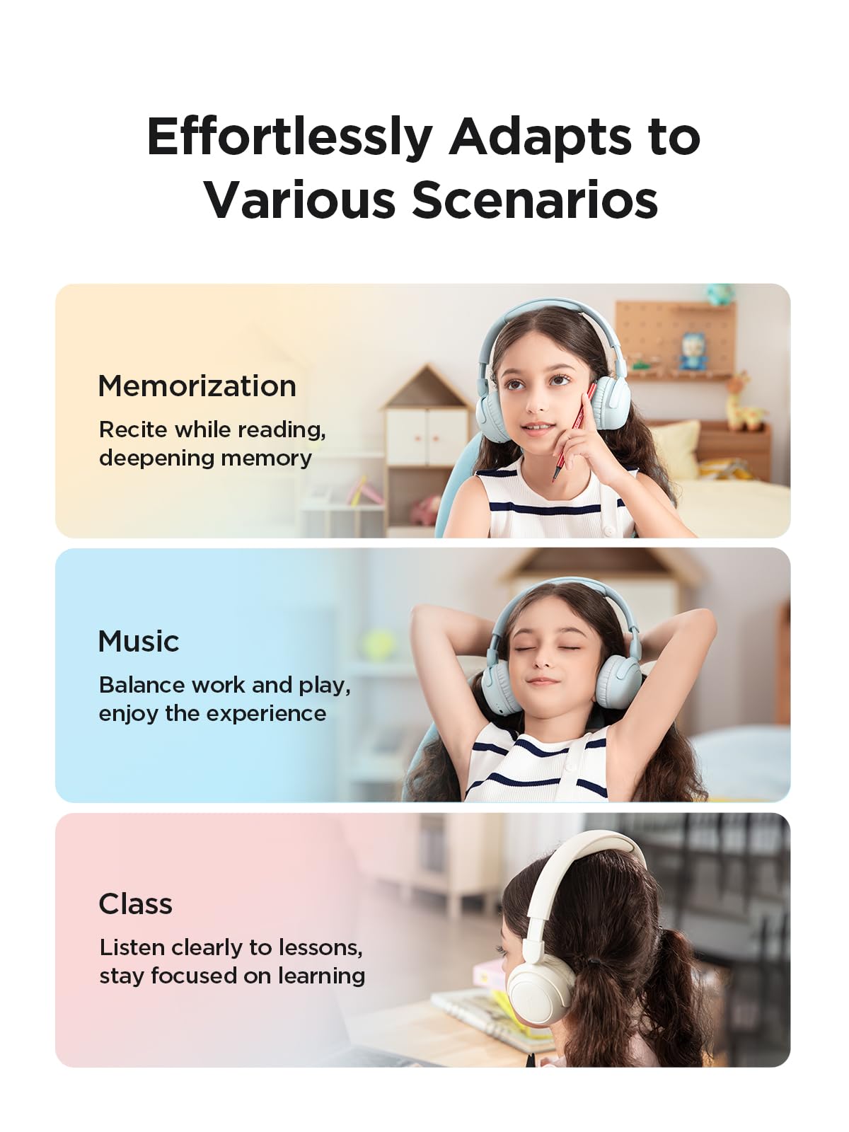 1MORE Audífonos inalámbricos Bluetooth para niños - HQ20 - Imagen 8