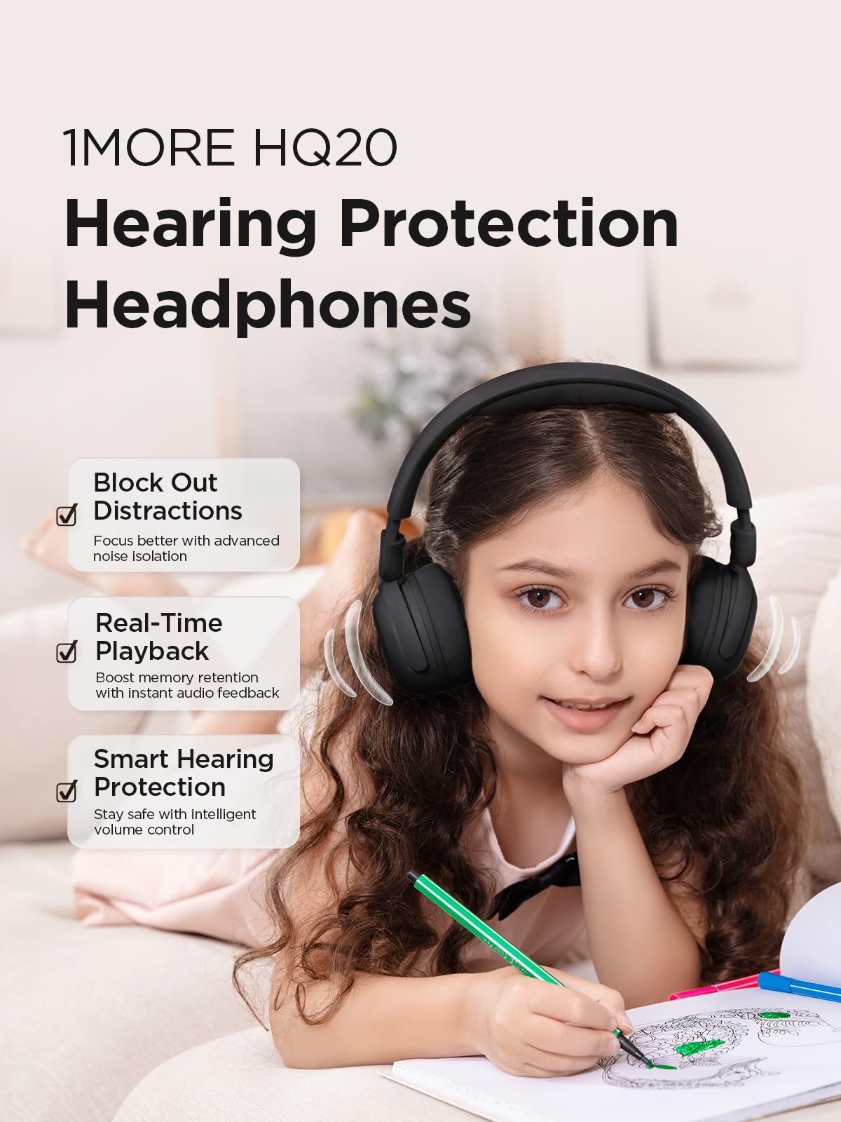 1MORE Audífonos Bluetooth inalámbricos On-Ear - HQ20 - Imagen 3