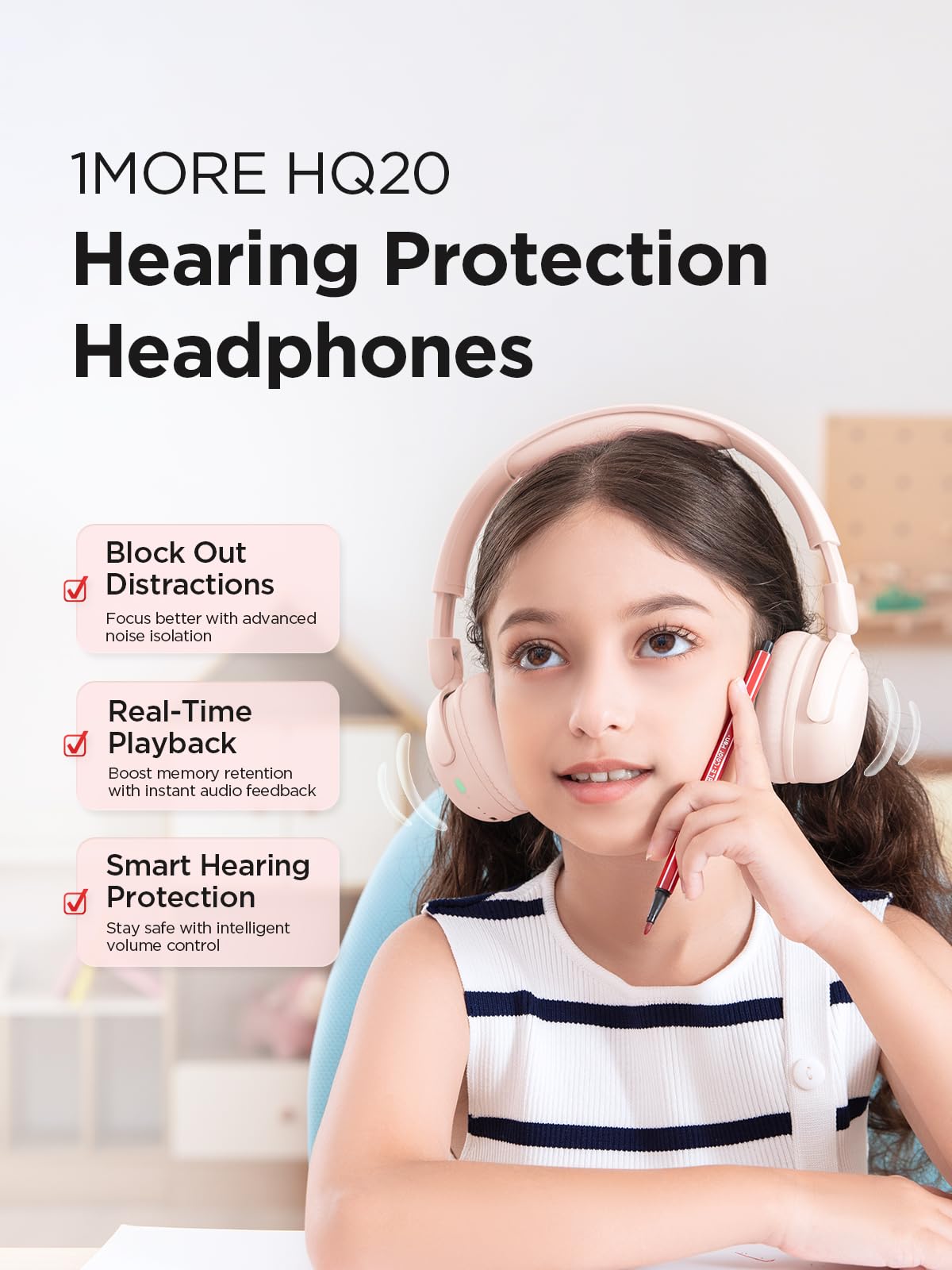 1MORE Audífonos inalámbricos Bluetooth para niños - HQ20 - Imagen 3