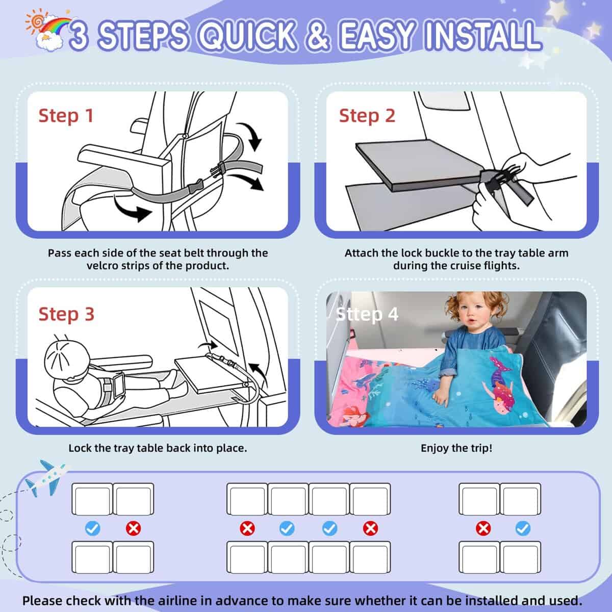 Cama de avión Gocozy para niños con manta, Extensor de - Imagen 7