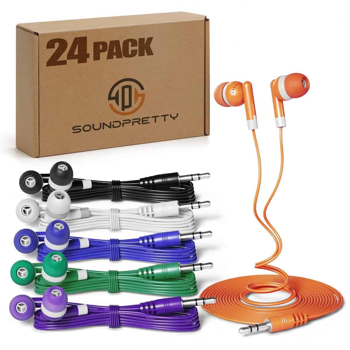 SP SOUNDPRETTY Paquete de 24 Audífonos con Cable para Oídos