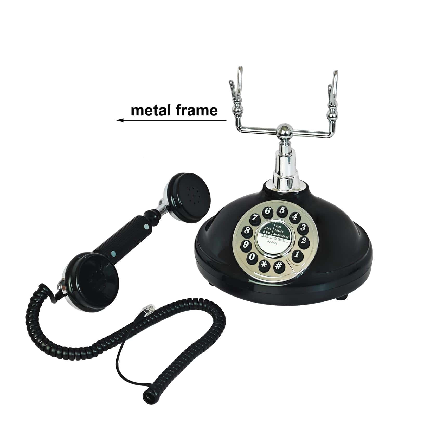 Teléfono Retro Negro, Teléfono Fijo TelPal para - Imagen 6