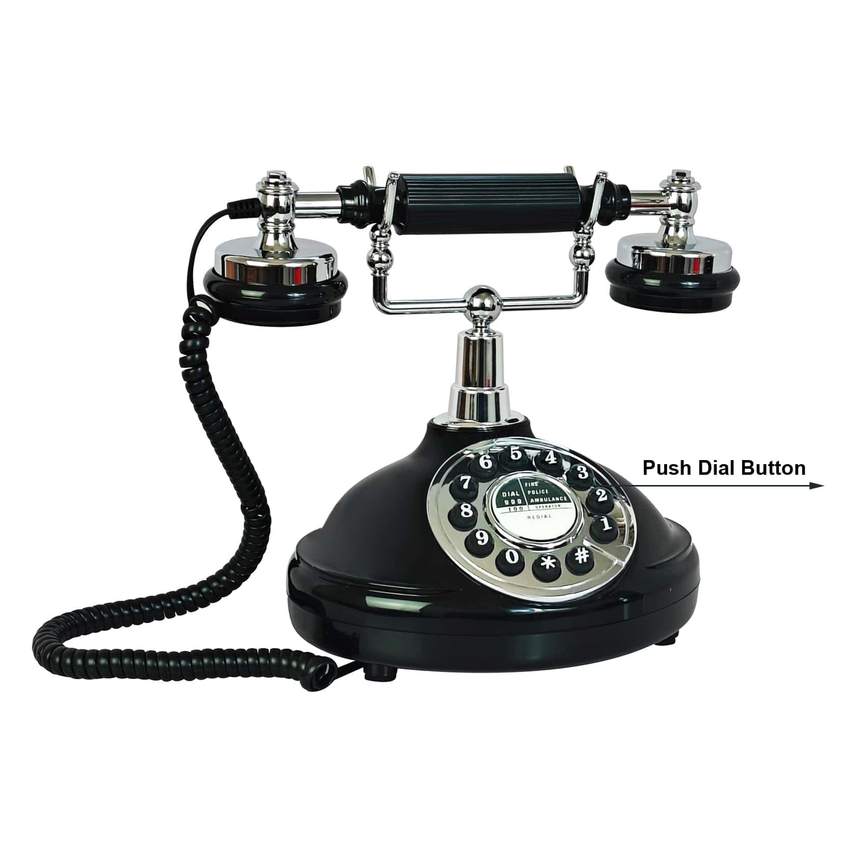 Teléfono Retro Negro, Teléfono Fijo TelPal para - Imagen 5