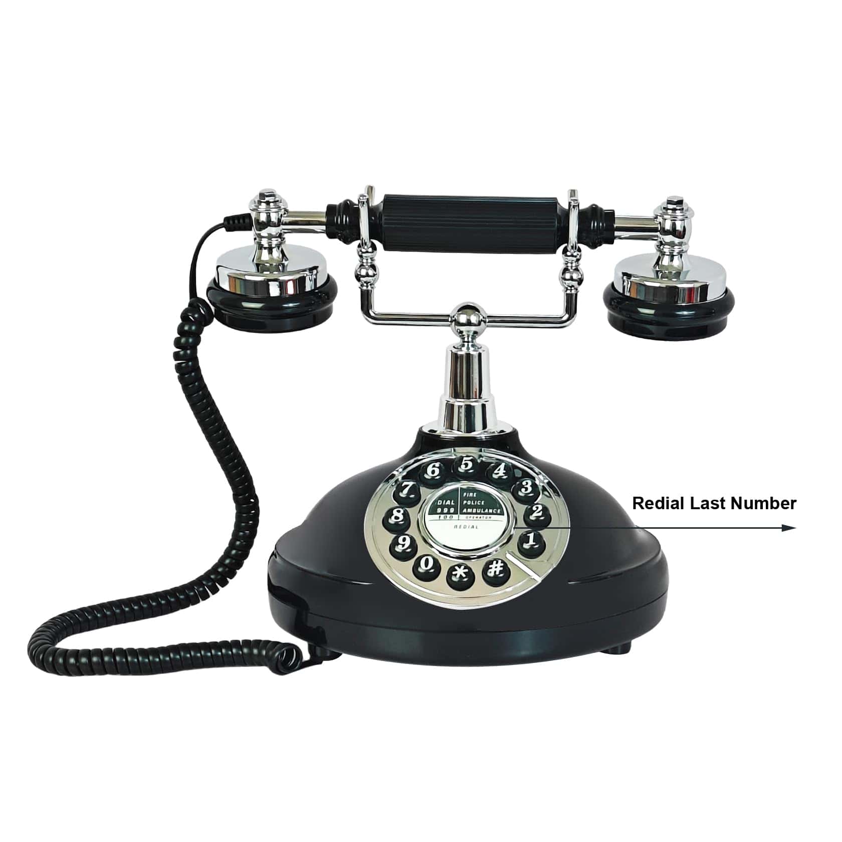 Teléfono Retro Negro, Teléfono Fijo TelPal para - Imagen 4