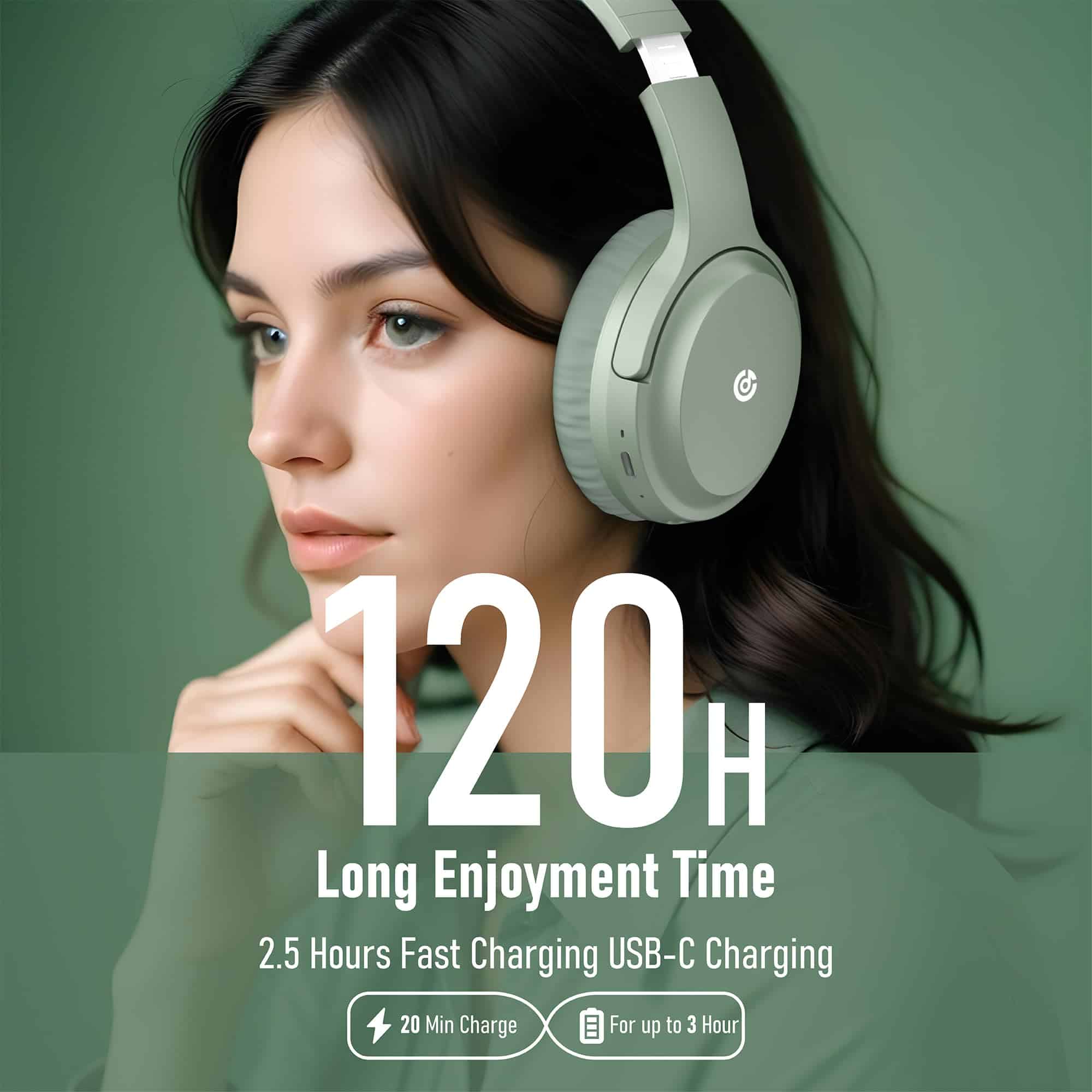 Audífonos Inalámbricos Bluetooth 120 Horas de Reproducción, - Imagen 3