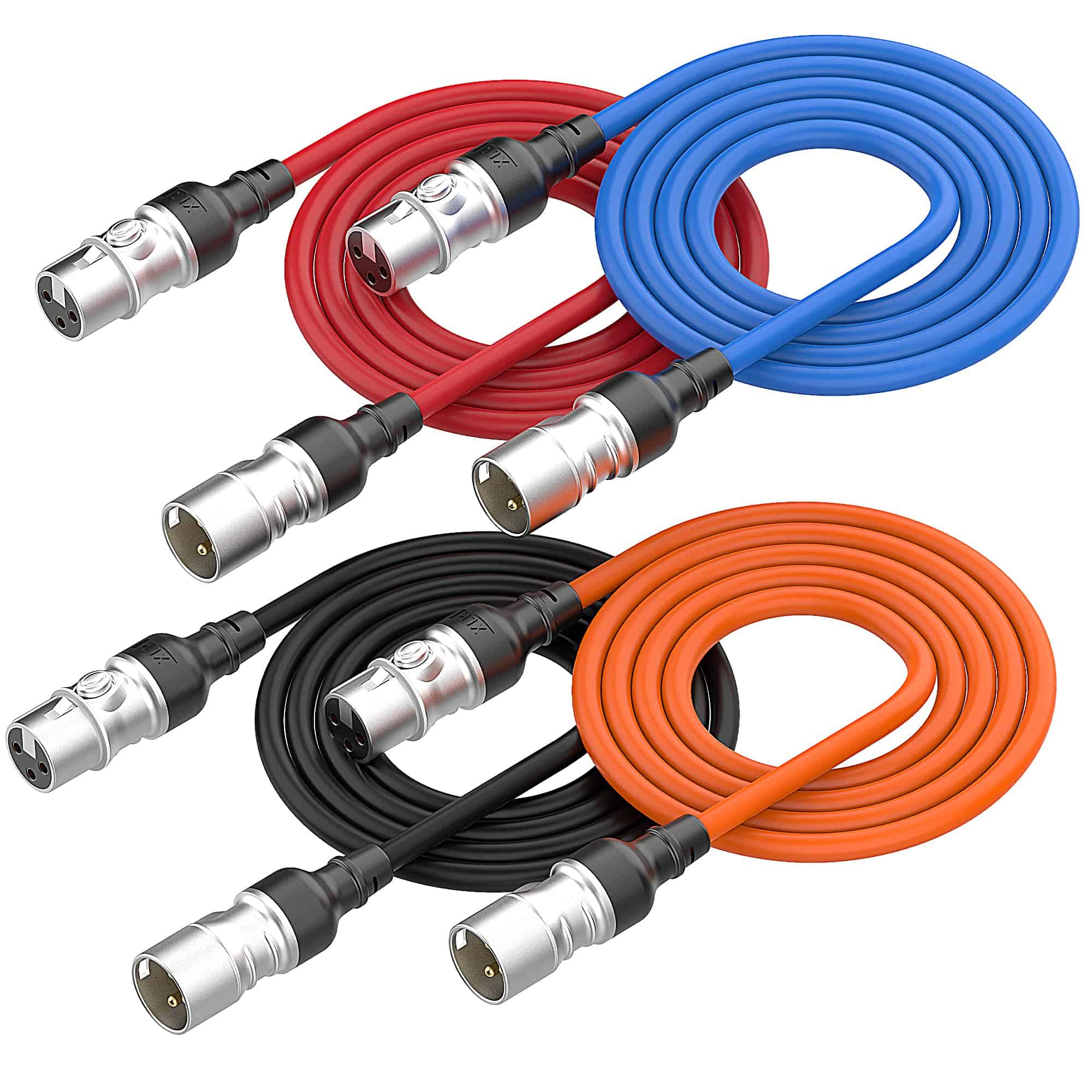 Cables XLR 25 FT 4 Pack 4 Colores, Cable de Micrófono XLR