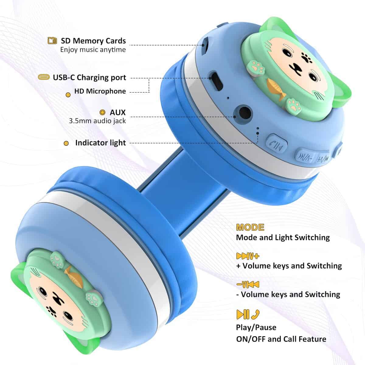 Riwbox CB-7S Auriculares Bluetooth para -Azul y Gris - Imagen 5