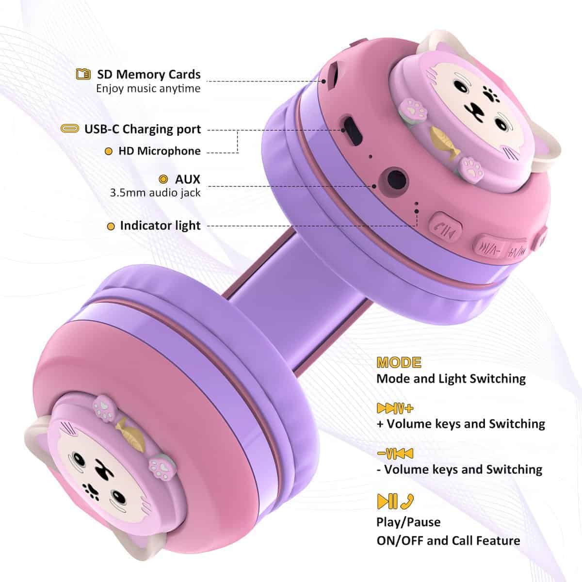 Audífonos inalámbricos para niños Riwbox CB-7S, control de - Imagen 5