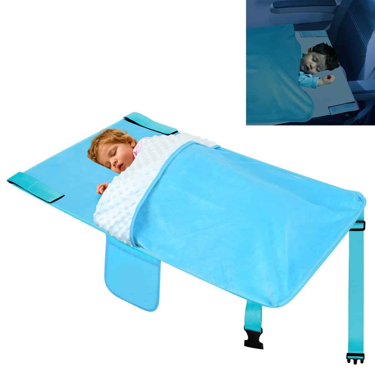 Cama de Avión para Niños con Manta, Extensor -Azul
