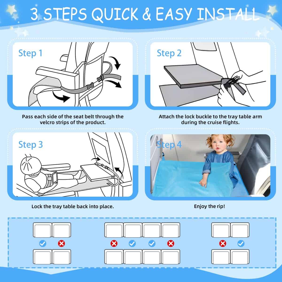 Cama de Avión para Niños con Manta, Extensor -Azul - Imagen 7