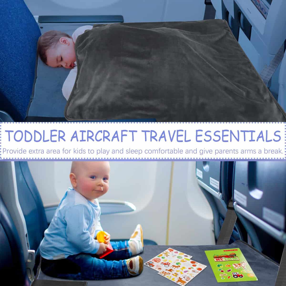 Cama de Avión para Niños con Manta, Extensor -Gris - Imagen 3