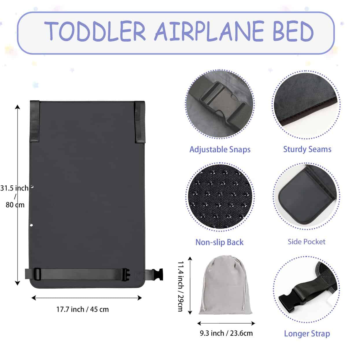 Cama de Avión para Niños con Manta, Extensor -Gris - Imagen 5