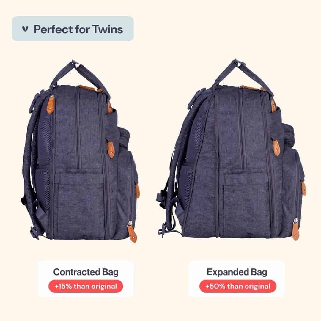 BabbleRoo Mochila de Pañales Extra Grande, -Azul Denim - Imagen 4