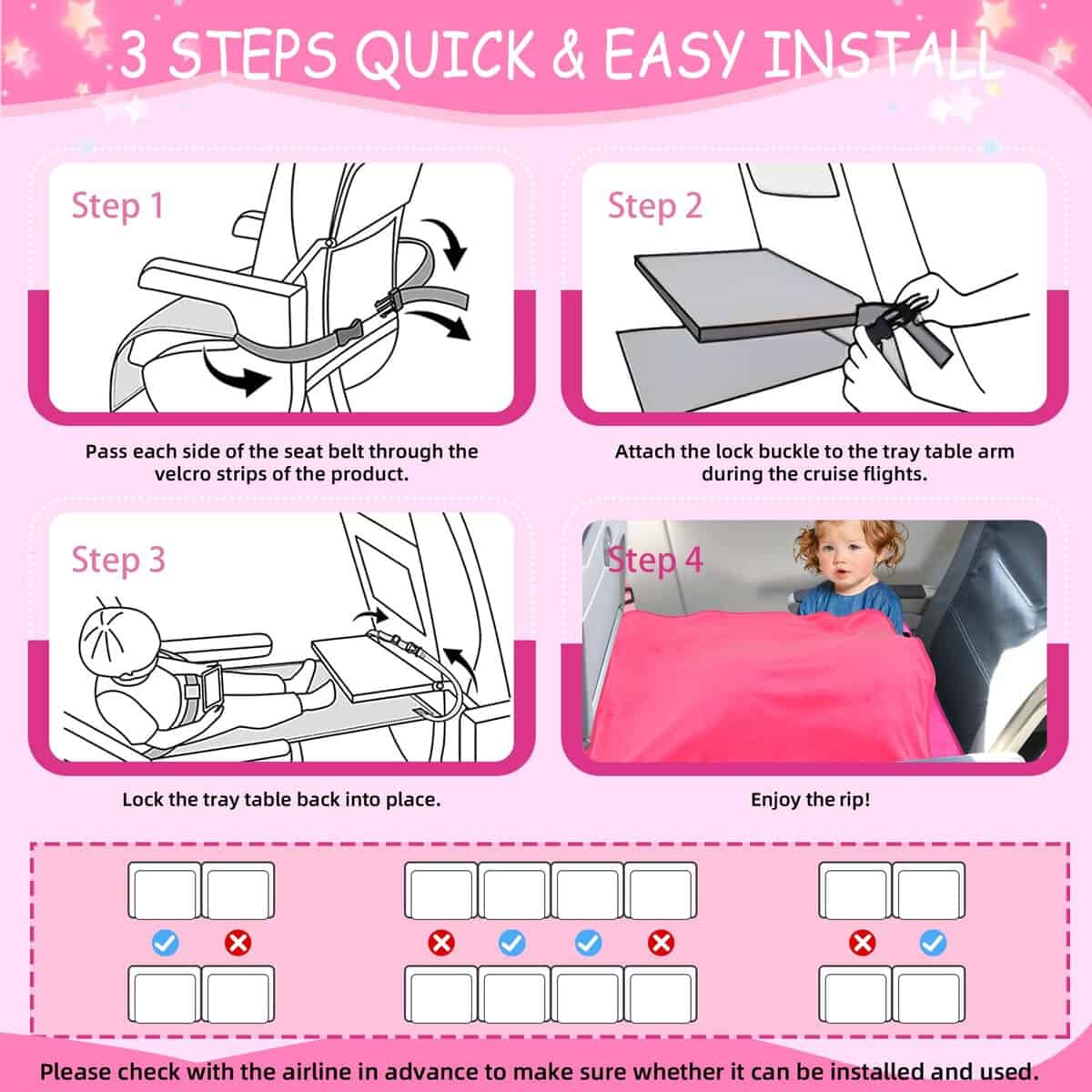 Cama de Avión para Niños con Manta, Extensor -Rosa - Imagen 7