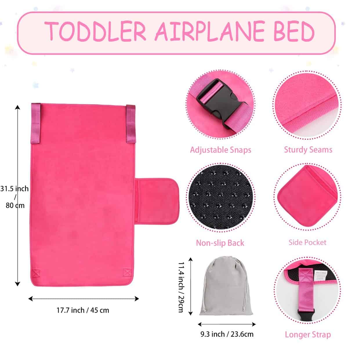 Cama de Avión para Niños con Manta, Extensor -Rosa - Imagen 5